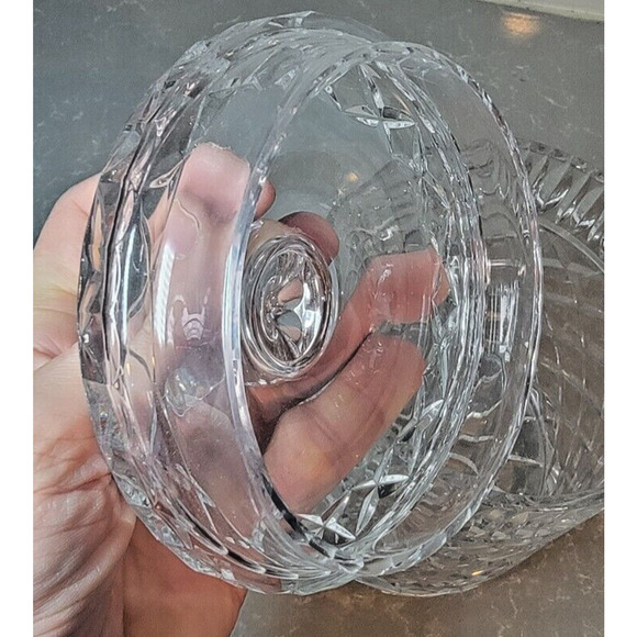 Czech MCM Vintage ￼Cut Crystal ￼Ice Bucket -Cookie Jar Canister w/Lid Starburst - Picture 5 of 7